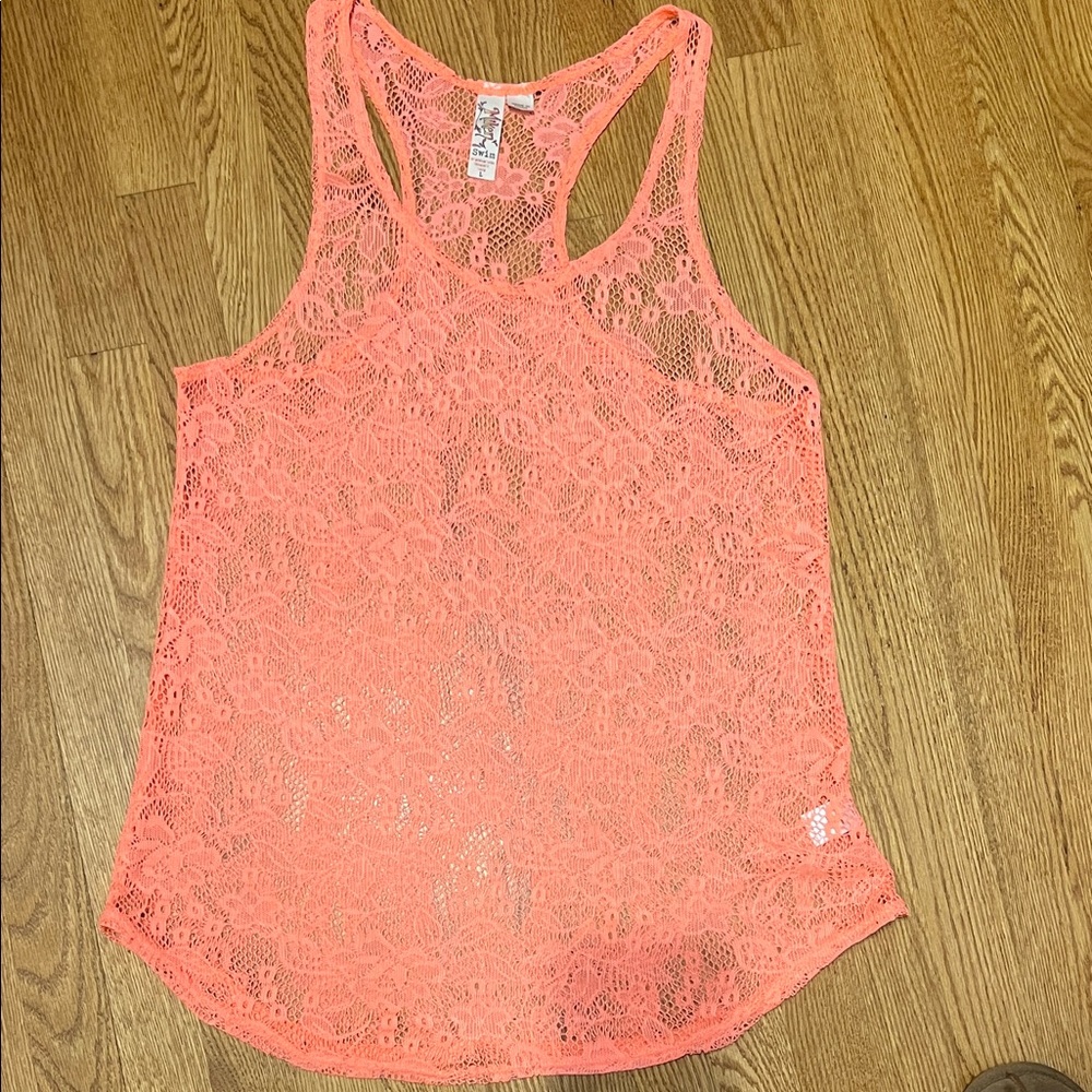 Chic Coral Lace Tank Top
